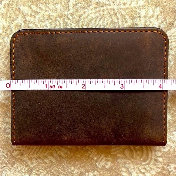 Brand New Genuine Leather Brown Slim Bifold Wallet Card Holder Handmade - Picture 10 of 16